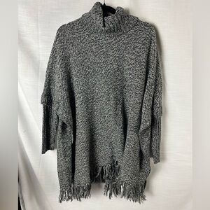 RD Style Anthropologie Fringe Poncho Sweater